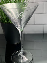 Load image into Gallery viewer, Set of 4 Crystal Martini Glass Etched with Monogram, 10 oz